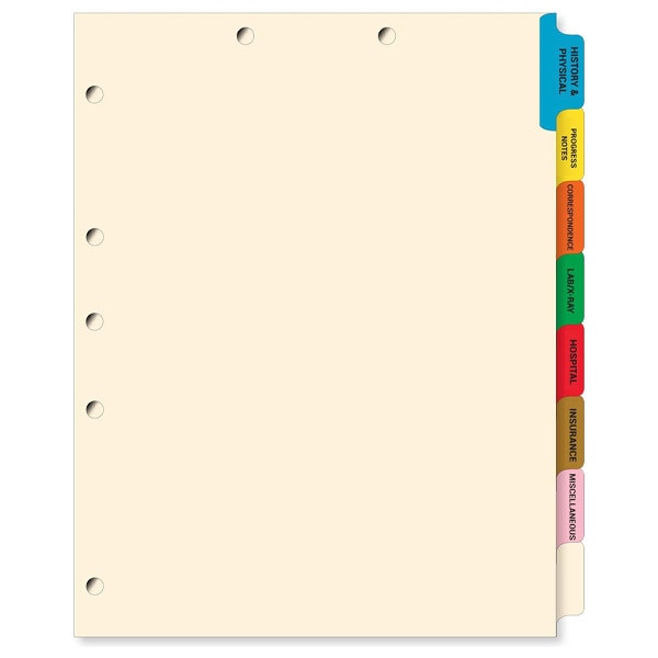 8 Tab Patient Chart Medical Dividers | MedSTAT